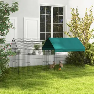 87" Heavy-Duty Anti-Rust Metal Wire Small Animal Playpen with Roof & Lockable Gate, Green Extra-Tall Enclosure for Rabbits, Indoor/Outdoor Backyard Garden Use, Safe Sunbathing