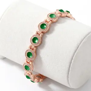 Women's 4X Strength Magnetic Copper Bracelet with Secure Clasp - Updated 3800 Gauss Magnets, Premium Multi-Facet Crystal Inlays - Jewelry, Accessories for Women, Gifts for Her