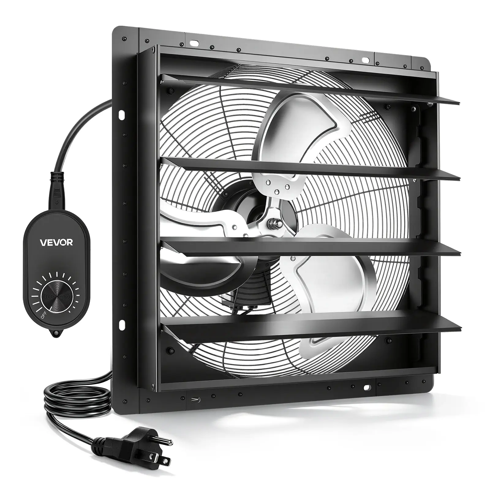 VEVOR 20-in Wall-Mount Shutter Exhaust Ventilation Fan, Automatic Louvers, Variable Speed, Sturdy Steel Housing, Low Noise AC Motor, 4499 CFM, AC Plug, Cooling for Attic, Garage, Workshop