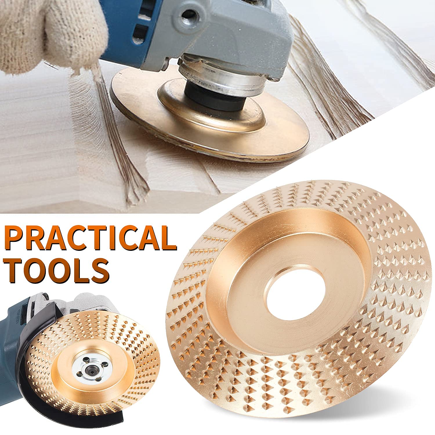 3PCS Wood Carving Disc Set for 4" or 4 1/2" Angle Grinder with 5/8"Arbor, Grinding Wheel Shaping Disc for Wood Cutting, Grinder CuttingWheel Attachments