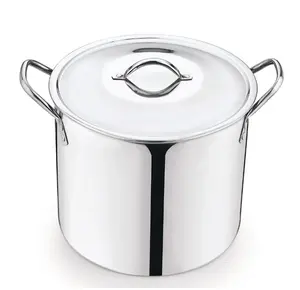 Stainless Steel 8-Qt Stock Pot with Metal Lid, Ultra Durable, Stay-Cool Handles, Hand Wash Only, Cookware