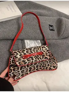 New Fashion Leopard Print Hobo Shoulder Bag Contrast Color Design Foldable Crossbody Bag Rectangular Bag Tote Bag Business Commuter Bag Casual Crossbody Bags Burgundy Women's Handbag New Autumn Winter Tiger Pattern Female Purse Fashionable Crossbody Bag