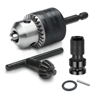 3/8" Inch Precision Key Drill Chuck Adapter Conversion Tool Set, 1/4 Inch Quick Replacement Hexagonal Drive, 1/2 Inch Square Converter Drill Bit Adapter, Drill Bit Extension