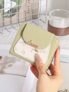 2026 New Print Zip Leaf Pendant Short Wallet, Sweet Fashion Student Zip Money Clip, ID Card Holder, Bank Card Organizer, Gift Box