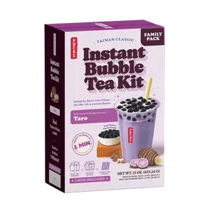 POCAS Instant Bubble Tea Kit, Taro Flavor, Milk Tea with Boba, Ready in 1 min