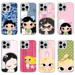 Kawaii Cartoon Girl yuy Magnetic Phone Cases for iPhone 17 Air 16 Pro Max 15 14 Plus 13 12 11 Cute Hand Drawn Shockproof Protective Cover