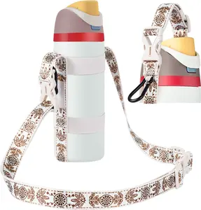 Water Bottle Holder Strap Sling, for Owala Freesip 24 32 40 Oz, Hydro Flask, Cirkul, Yeti, Stanley Flip, Universal Water Bottles, with Carabiner, for Walking Curise Travel (Bottle Excluded)