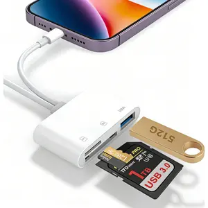 SD Card Reader for iPhone/Android Card Reader 5 in 1 SD MicroSD Card Reader with iPhone USB C Dual Interface 5Gbps Bidirectional Transfer Less Heating High Safety for Trail Camera Drone Digital Camera iPhone Android Macbook Travel Vlogging Data Transfer M