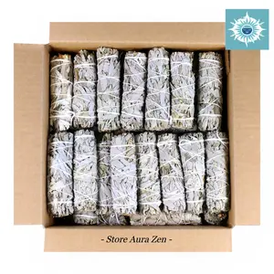 California White Sage 4 Inch 12 Pack Bulk for Home Cleansing, Good Energy Meditation & Smudging Rituals - Sustainably Sourced Incense Sticks Bundle