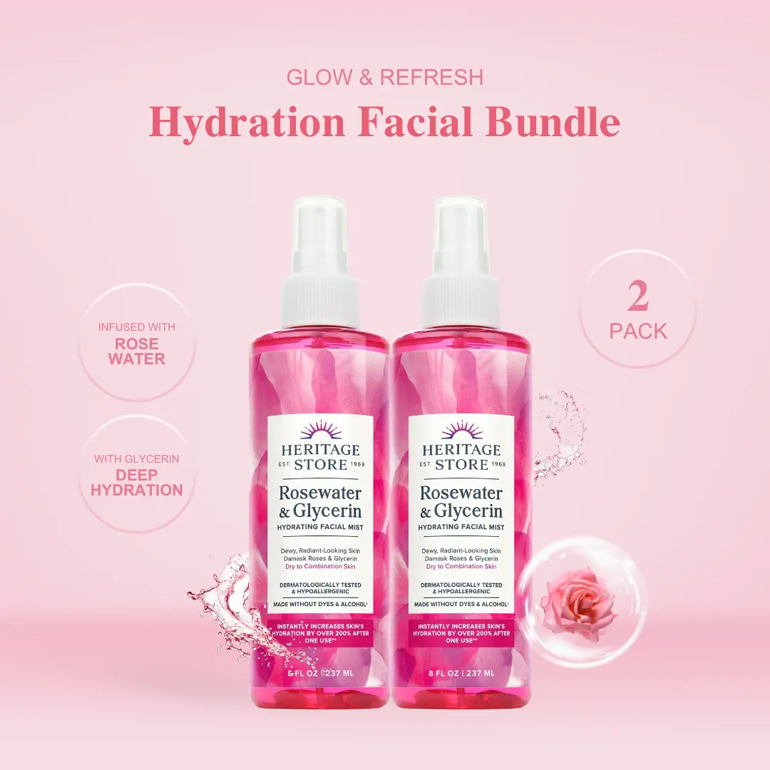 Heritage Rosewater & Glycerin 2-Pack — Daily Skincare Hydration Routine — 60-Day Supply