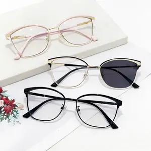 3 pairs of anti blue light sensitive color changing glasses, large frame anti fatigue sunglasses, fashionable metal frame versatile trendy casual glasses