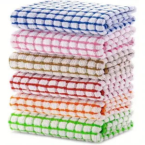 5pcs Striped Cotton Towels Absorbent Waffle Dish Cloths Lazy Home Use Kitchen Cleaning Multi-Purpose Cloth Super Absorbent Reusable Dishwashing Cloth