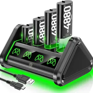 Rechargeable Battery for XboxOne/Xbox Series X|S, 4 x 4880mWh Xbox Batteries, Xbox Series Battery Charger Station for XboxOne S|X/Elite Controllers Console, Accessories