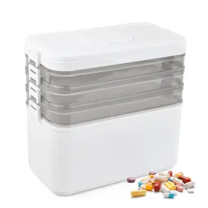 Multi-layer large-capacity medicine storage box for home, bathroom and travel. Extra large foldable organizer with spacious compartments, perfect for neatly storing all your medicines, vitamins and supplements.