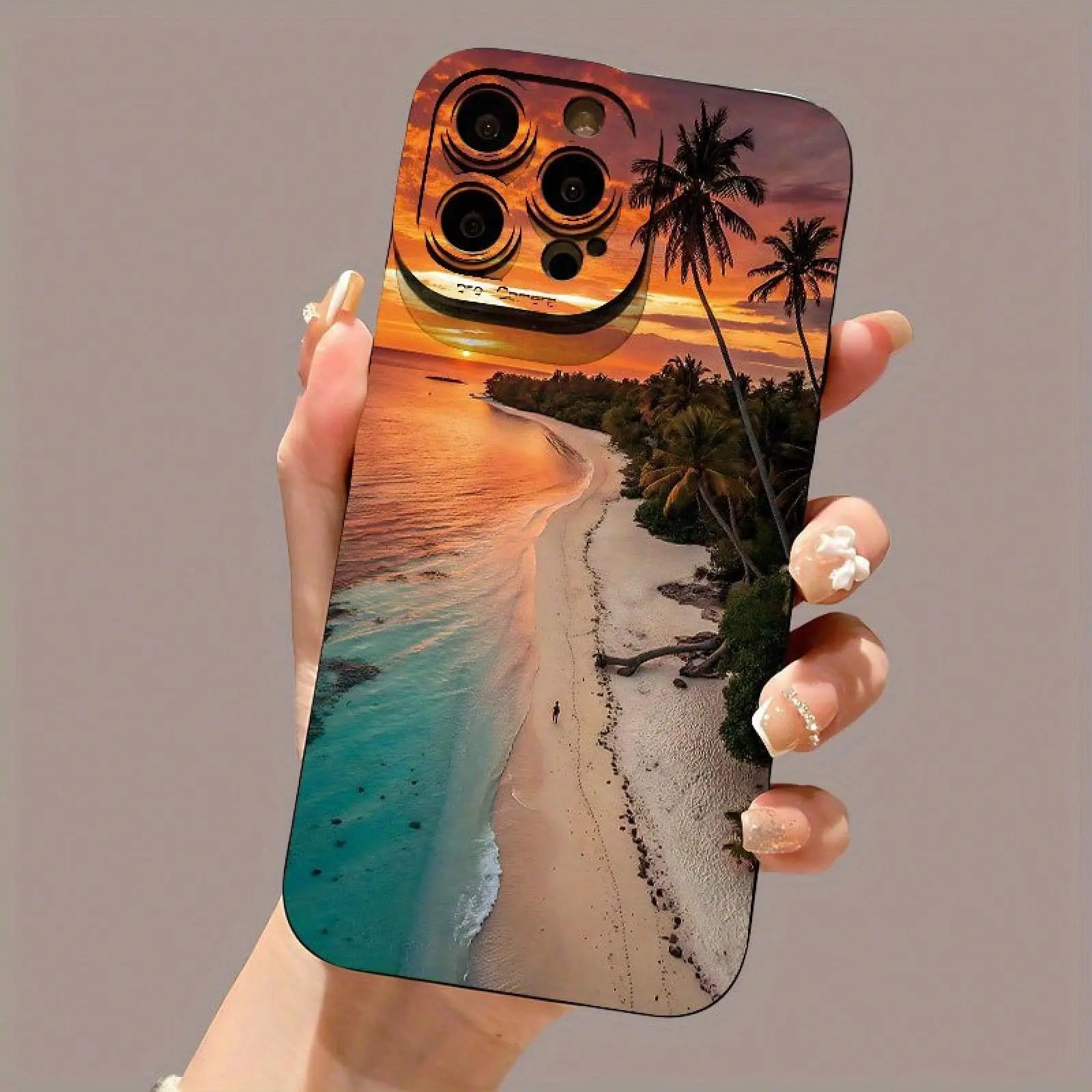 Matte Texture Angel Eyes Beach Theme TPU Soft Shell Smartphone Case - Cellphone Protector for iPhone Series (11, X/XS/XS Max, 12-17, 12/13 Mini, 16E) - Phone Accessory, Ideal Holiday Gift
