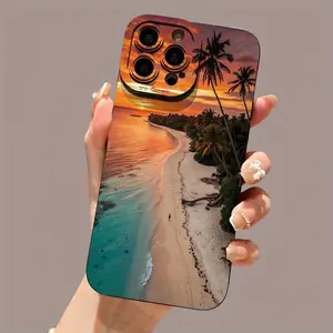 Angel Eyes soft shell phone case features a beach landscape design with a matte texture. It is compatible with iPhone 17/16/15/14/13/12/11/X/XS/XS Max/16E/12.13MINI series and makes a perfect holiday gift for friends, family, or yourself.