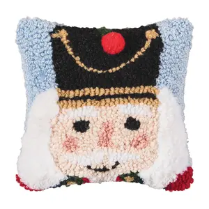 C&F Home 8" x 8" Nutcracker Hooked Petite Holiday Throw Pillow