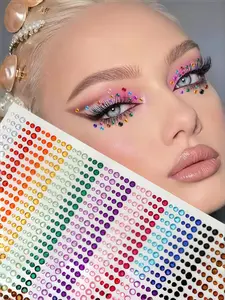 900/450/225 Pieces 15 Colors 3D Self-Adhesive Rhinestone Stickers, Round Shiny Artistic Gem Decals for Face Body Nail Art, Party Decorations