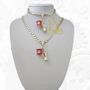 LaYaiBoutique #1067 Gold Plated 14k Coffee Pot and Cup Charm Necklace - Perfect Gift for Coffee Lovers