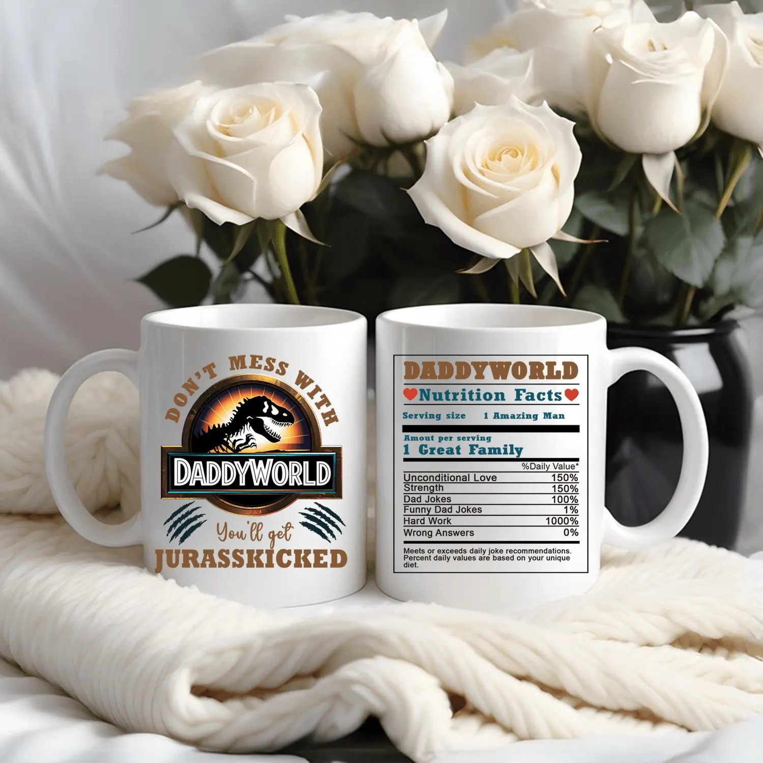 Daddyworld Coffee Mug for Father's Day, Jurassic Dad Gift, Dinosaur Lover Mug, Cool Papa Cup from Kids