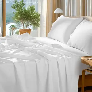 100% Egyptian Cotton Sheets Set - 1000 High Thread Count, Luxury 5-Star Hotel Sateen Bed Sheets, Soft, Breathable Long Staple Sheets, Fit up to 16" - 4 PC (White,King)
