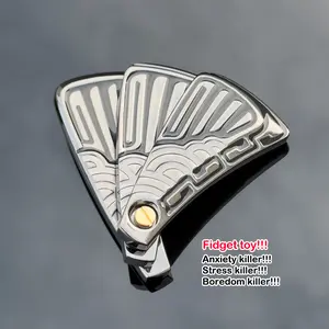 EDC Push Slider Folding Fan Magnetic Metal Fidget Toy Fidget Slider Stress Relief Toys Office Desk Toys