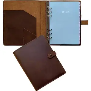 2026-2027 Leather Planner - A5  Binder Planner with Weekly & Monthly Pages for Men and Women, Inner Pockets and Pen Holder, Refillable
