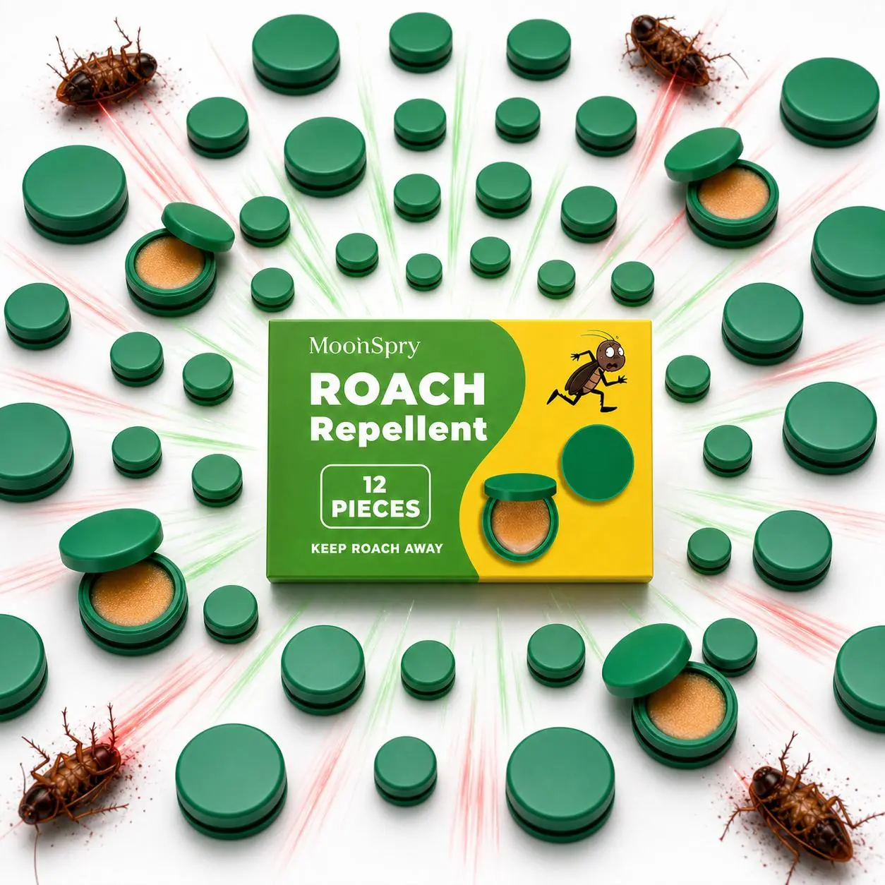 Indoor roach bait gel and trap, 12- 48 pieces, roach killer - home outdoor pest control dragonfly bug repellent bear spray advion cockroach Roach Bait Trap Kit moon moons pry Cockroach Killer Repellent Set