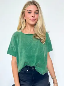 Amorettah Acid Wash Cropped Tee - BACK IN STOCK