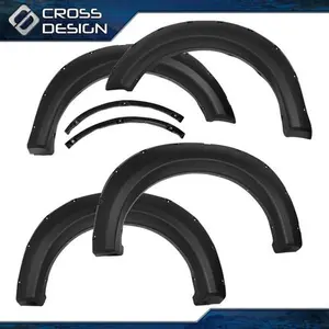 CROSSDESIGN Wheel Fender Flares Fit For 2009-2014 Ford F150 Offroad Pocket Rivet Style Black