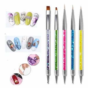 Professional Nail Art Tools Set, 5-Piece Nail Brush Kit, Essential Manicure Accessories, Perfect for Salon Use, High-Quality Nail Care, Flower Nails