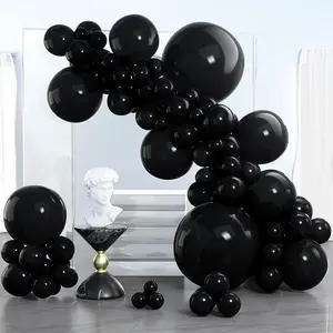 PartyWoo Black Balloons 100 pcs Matte Black 36 18 12 10 5 Inch Sizes for Garland Arch Wedding Party Decorations Black-Y18
