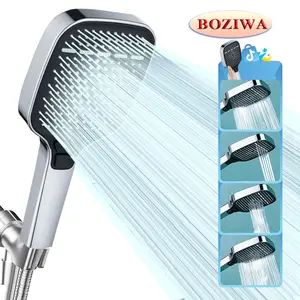 2026 Flagship Upgrade! 4-Level Turbo Boost Handheld Shower Head | 4.72" Extra-Large Panel + 132 Self-Cleaning Nozzles | 4-in-1 Combo Buttons (Rain / Massage / Gentle Rain) | Air-Energy Water-Saving Boost | Explosion-Proof Hose + Wear-Resistant ABS Body