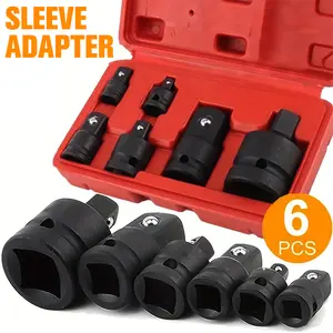 6 Piece Impact Socket Adapter Set, Standard SAE, 1/4, 3/8, 1/2" Cr-V Steel Impact Driver & Wrench Conversion Kit Socket Reducer, Locking Socket Adapter Set