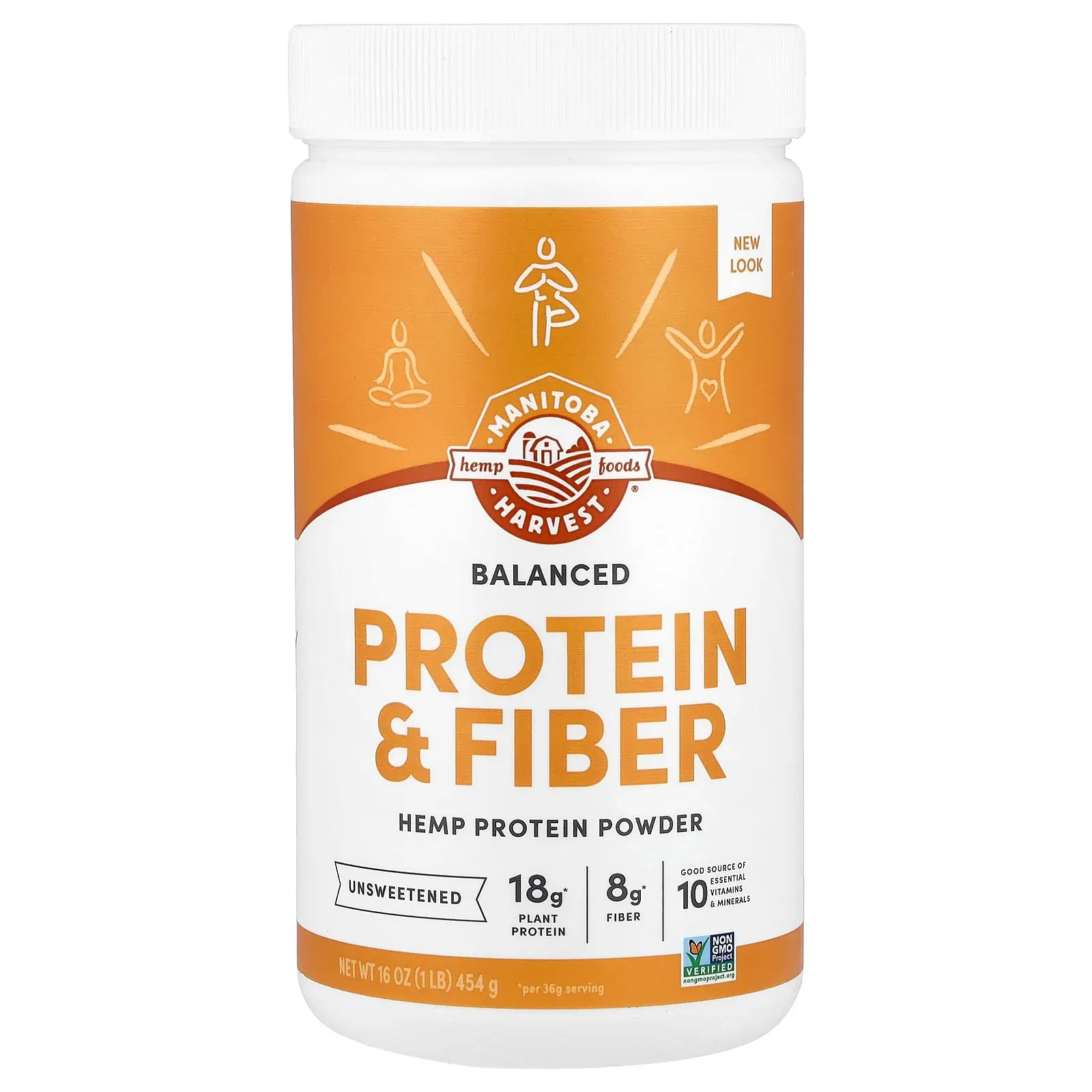 Manitoba Harvest Balanced Protein + Fiber, Hemp Protein Powder, Unsweetened, 1 lb (454 g)