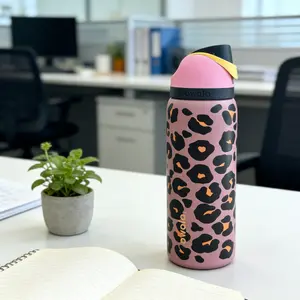 Owala 32oz Pink Leopard Print Insulated Bottle Trendy Leak-Proof for Daily Commute & Street Style Perfect for On-the-Go Candy Coated Life Drinkware Flasks