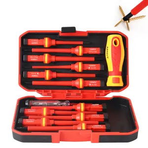13PCS 1000V Insulated Electrician Screwdriver Set,Insulated Screwdriver Tool Kit, Multipurpose Professional Hand Tool Set, Durable Industrial Screwdriver Set for Home and Office Use,Portable Tool Kit,Cushion Grip Screwdriver Set, Multifunctional, Magnetic