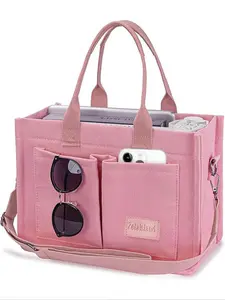 Women's Elegant Solid Color Tote Bag, Fashionable Large Capacity Crossbody Bags, Multi-pocket Canvas Trendy Shoulder Bag, Lightweight Casual Tote Shoulder Bag for Women, Purses, Ladies Purse, Travel Essentials, Work Bags Women, School Bags, Christmas Gift