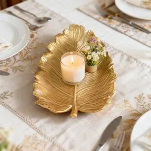 Gold Leaf Resin Tray, Nordic Style Home Decor Plate, Aesthetic Decorative, Elegant Gold Accents, Perfect for Living Room, Study, Bedroom, Fine Detail Design, Vein Pattern, Elegant Plates