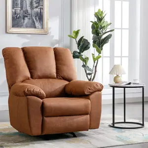 [Springtok Deal]  Ebello 41" Wide Leather Manual Modern Recliner with Hiden Storage Armrest for Living Room, Brown