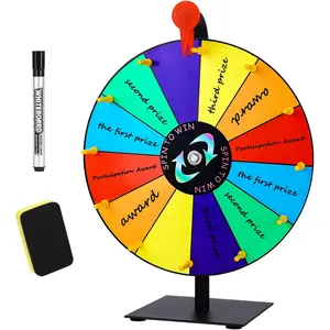 Prize Wheel Spinner with Stand, 12 Inch Spinning Wheel Featuring 12 Prize Slots, Colorful Prize Spin Wheel Perfect for Carnivals, Home Parties, Trade Shows and Lucky Draw
