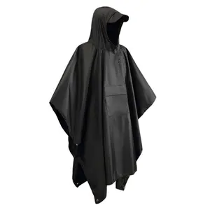 Waterproof PU Rain Poncho for Adults - Lightweight Hooded Rain Cape with Large Pocket & Storage Bag for Hiking Camping Commute