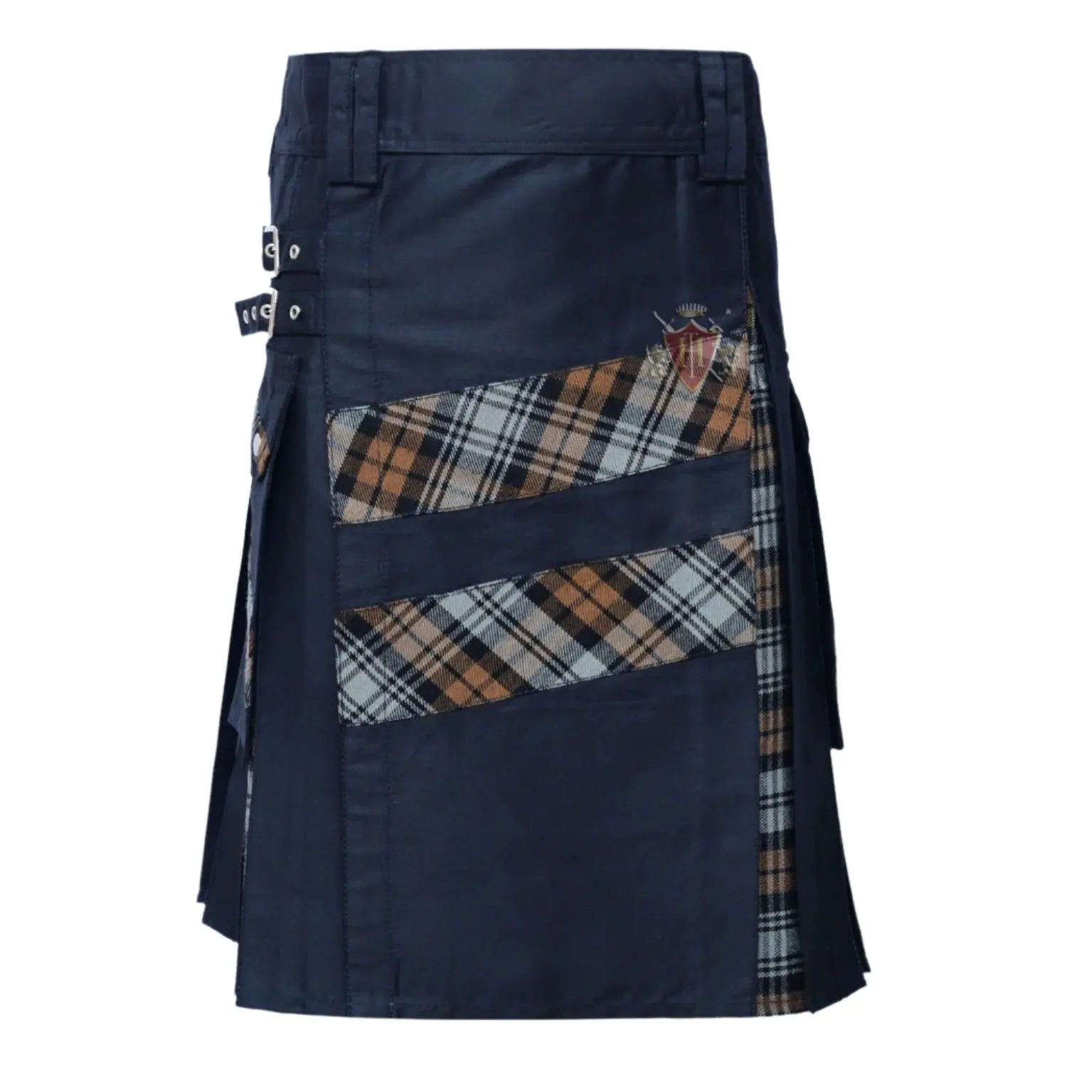 Men's Modern Black Weathered Hybrid Kilt, Menswear Sports & Outdoor Clothes, Casual Polyester-Cotton Sports Skirt