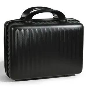Portable Hard Shell Cosmetic Travel Case, Small Travel Hand Luggage with Elastic Band, Mini ABS Carrying Makeup Case Suitcase