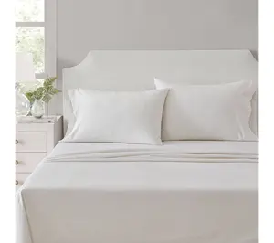 Martha Stewart Stripe White/Beige Cotton Full Sheet Set