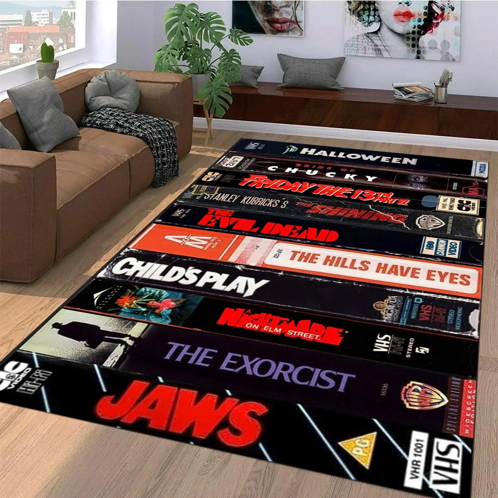 Retro Movies, VHS Films, Horror, Modern Rug, Colorful Rug, Art Rug, Movie Rug, Home Decor Rug, Non slip Rug, Carpet, Popular Rug, Area Rug