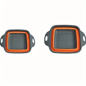 Foldable Drain Basket, Portable Fruit Vegetable Washing Basket, Expandable Square Filter Basket, Home Tool, Household Small Appliance