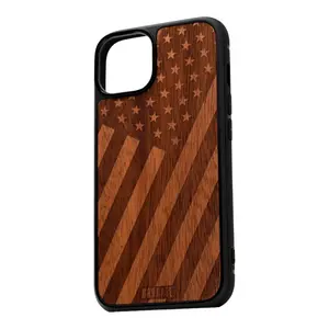GR8CASE Mahogany Wood iPhone Case With American Flag Engraved