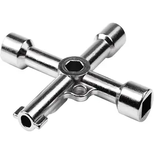 Electrical Cabinet Key, Surface Polished Antirust 4 Way Utilities Key,Triangle/Square/Panel Cross Key for Faucet,Gas Meter,Valve,Spigots,Electrical Cabinet Opening