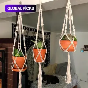 1 Set, Macrame Handmade Plant Hanger Baskets Flower Pots Holder Balcony Hanging Decoration Flowerpot Net Bag Home Garden Supplies Succulent Planter #GLOBAL PICKS